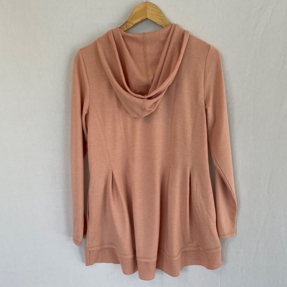 LOGO LOUNGE Size Med Full Zip Lightweight Hoodie Sweatshirt Jacket Pockets Peach - Picture 5 of 8